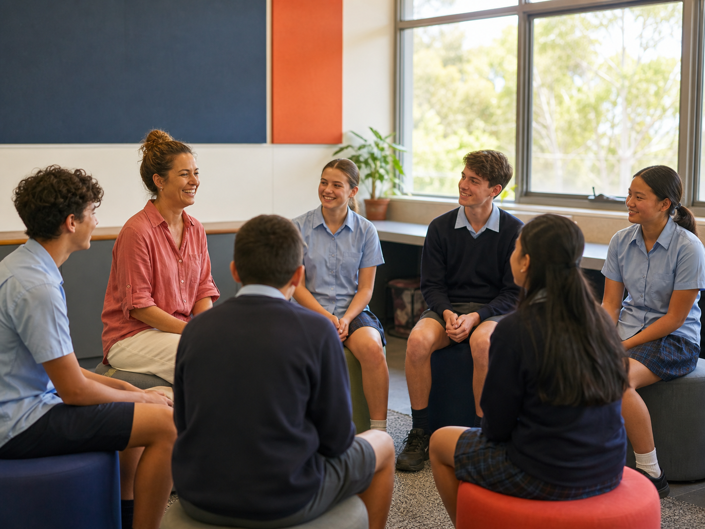 An Australian secondary school wellbeing session with students and an adult facilitator