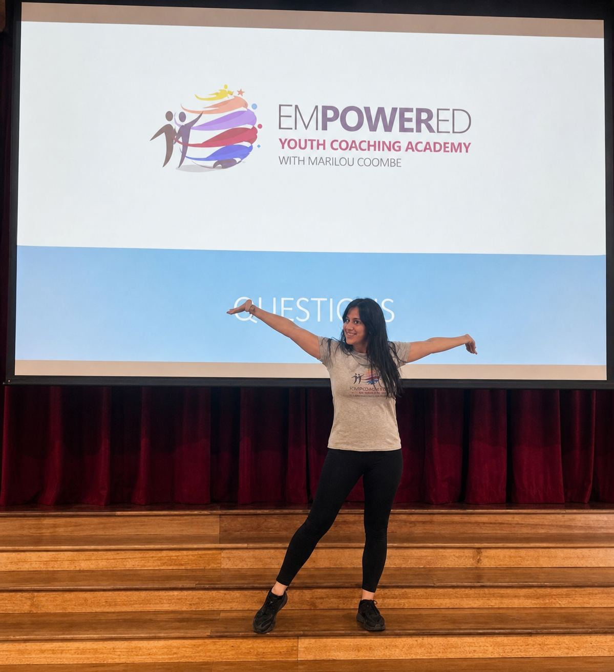 Marilou Coombe presenting for Empowered Youth Coaching Academy